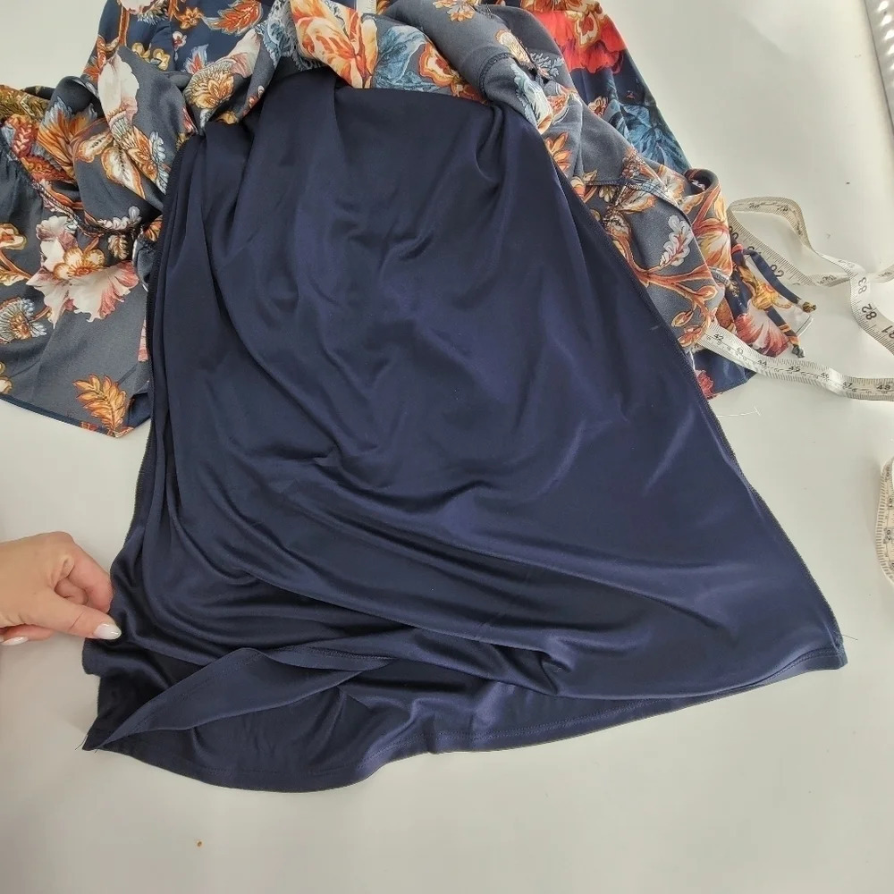 JULIA Jordan Floral Print Tie Waist Tiered Midi Dress size 6 - Picture 10 of 11